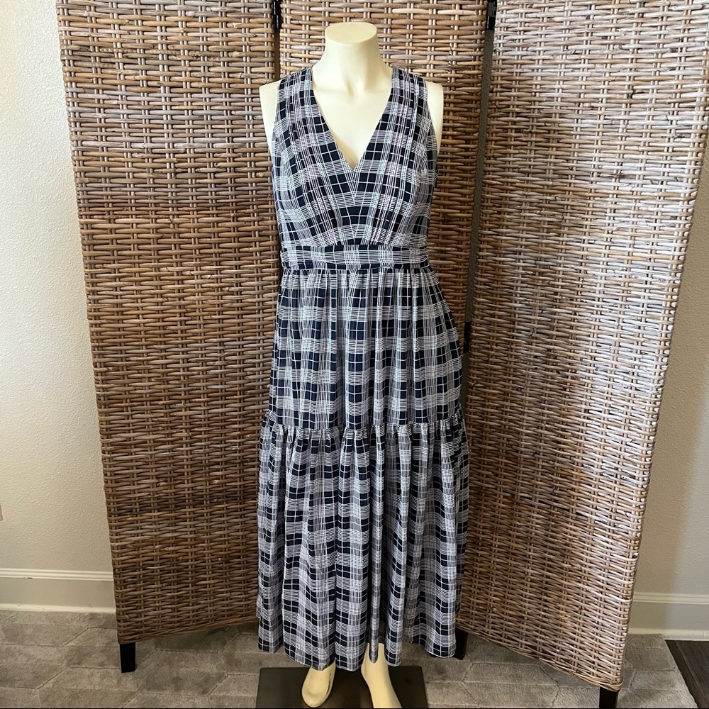 Club Monaco Crossback Midi Dress in Rose Plaid Size 2 NWT